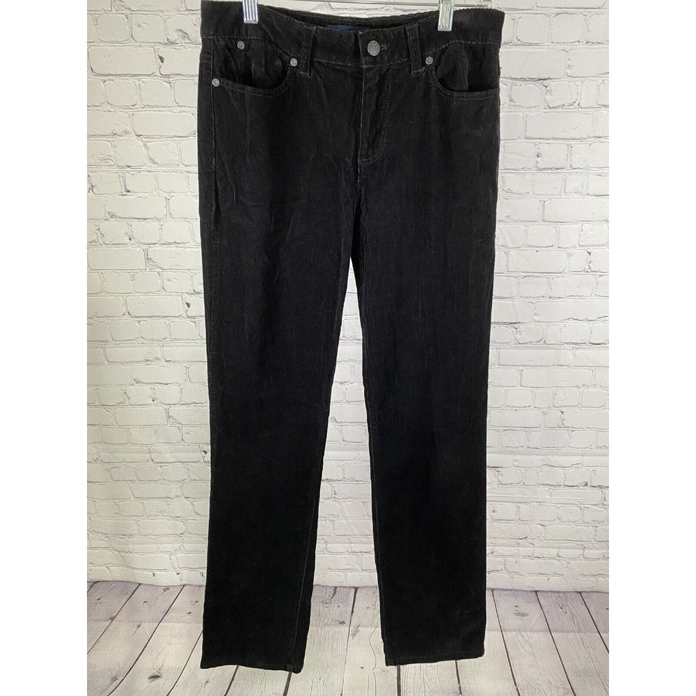 Talbots Heritage Solid Black Corduroy Mid Rise Straight Leg Pants 6 (30 x 31.5)